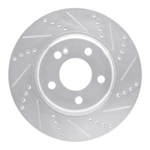 Mercedes-Benz C300 Brake Rotor (1) - Rear Right - R1 Concepts - Drilled & Slotted - Silver - `15-`23